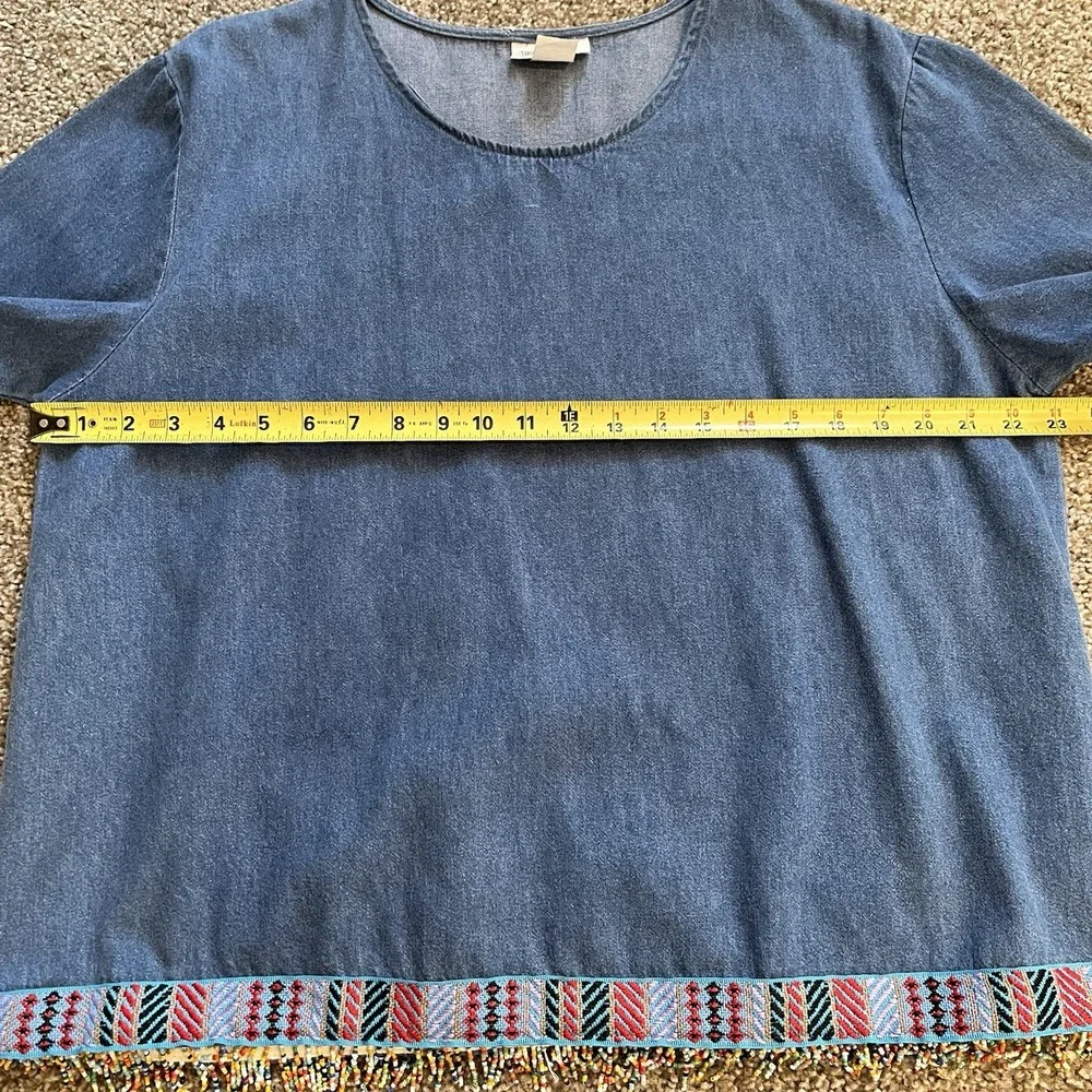 Vtg Women's‎ Beaded Denim Top Cropped Pants Set XL Grandmacore Tribal